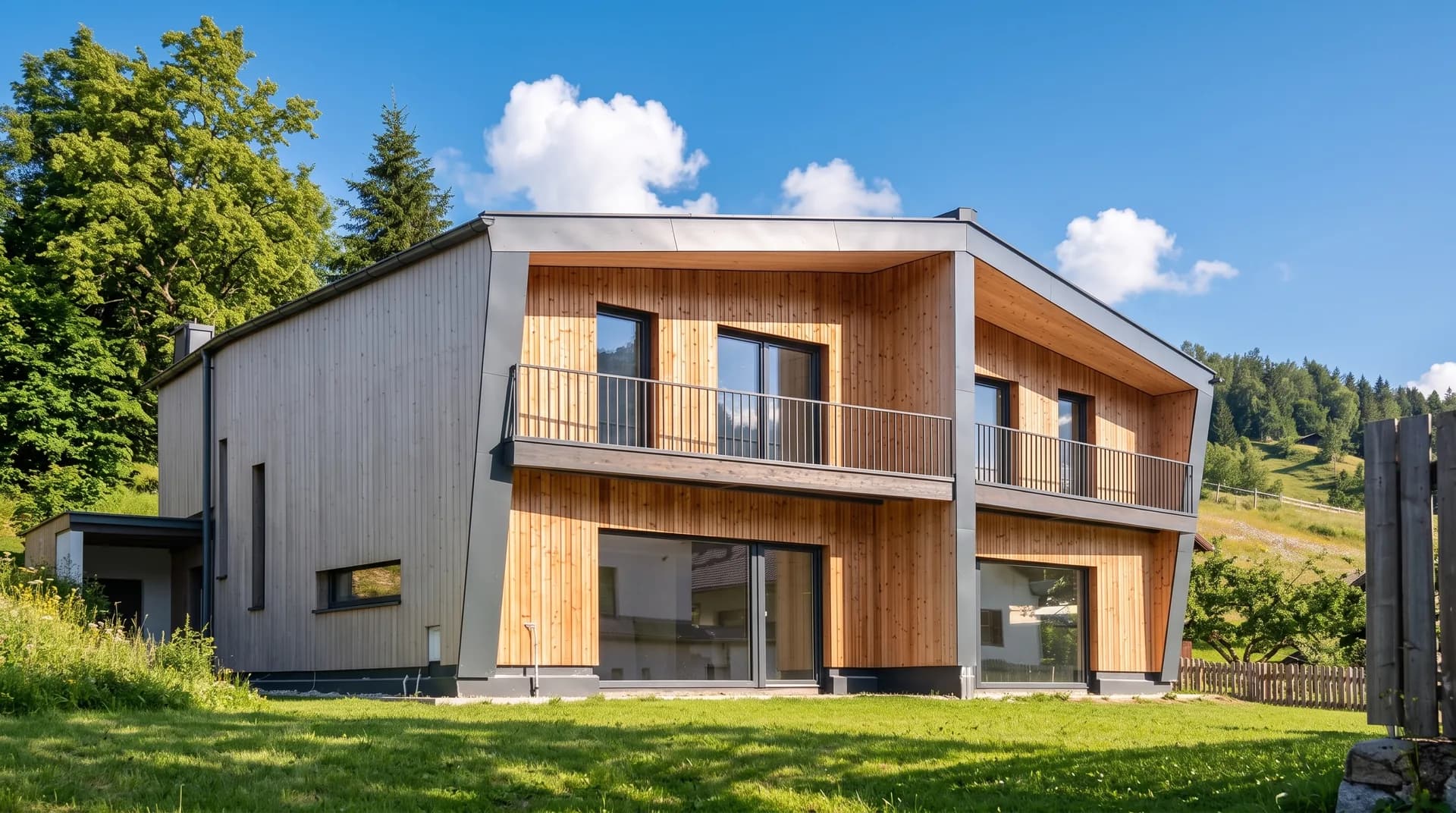 Doppelhaus im Sommer
