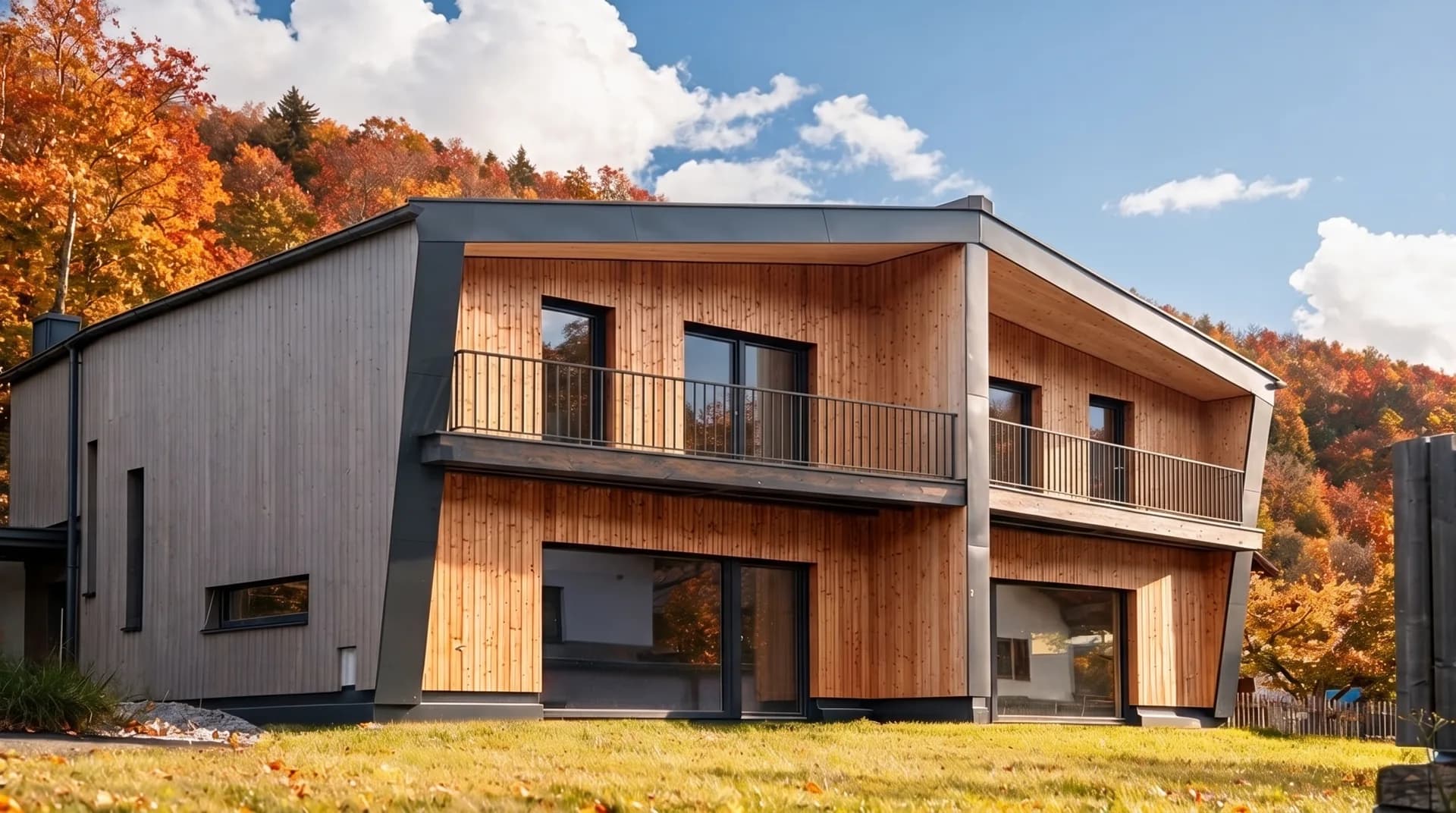 Doppelhaus im Herbst