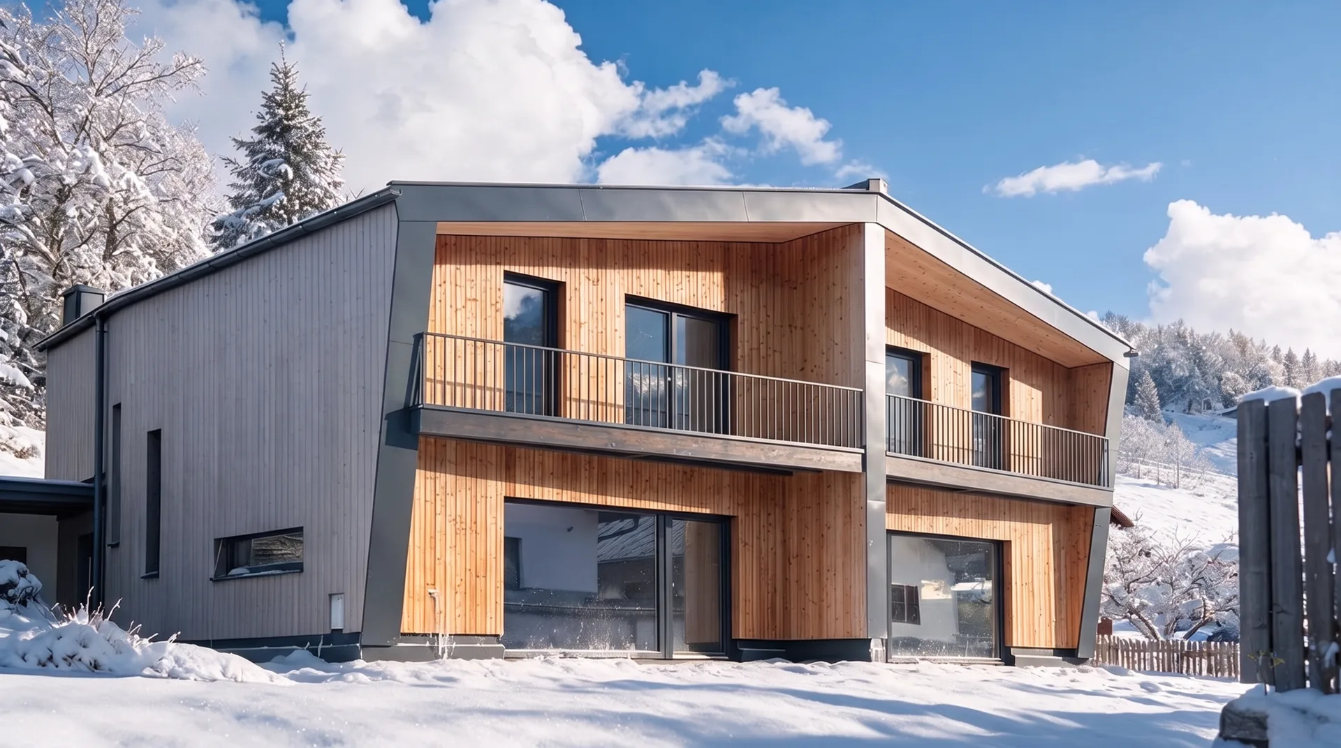 Doppelhaus im Winter